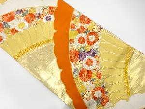 雪芝に花模様織り出し　袋帯